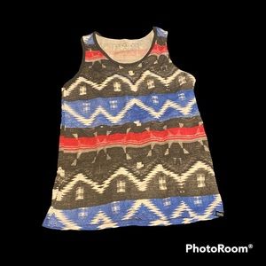 Ezekiel Mens’ Summer Vintage Geometric Muscle Tank in Black/White/Blue (Size M)
